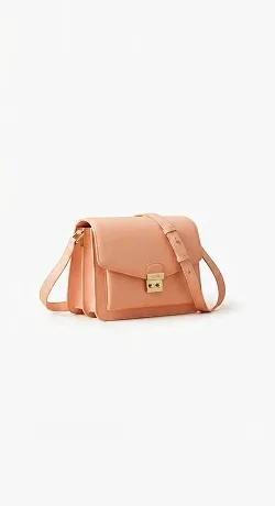 Plain catalog image of a peach leather shoulder bag before editing with Nano Banana 2.1